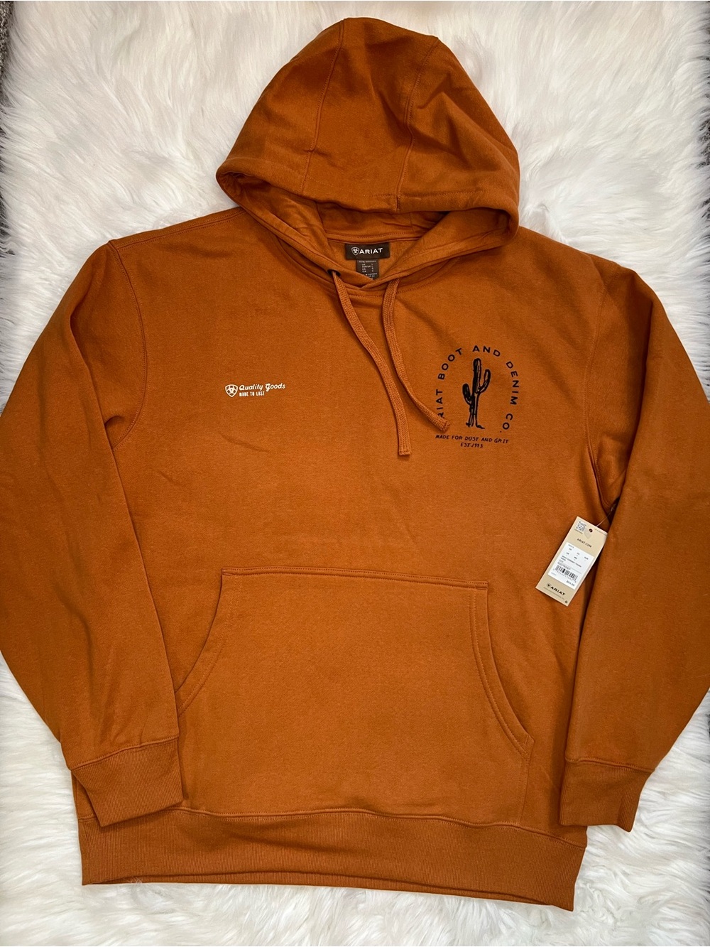 Ariat Burnt Orange Pullover Hoodie with Cactus Logo